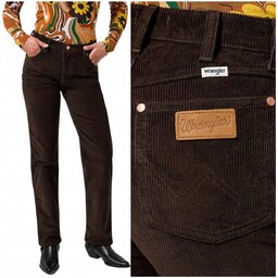 Wrangler SUNSET Mole proste brązowe damskie spodnie sztruksy