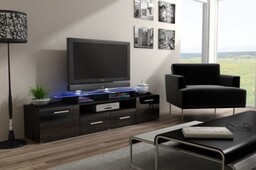 Cama Meble Szafka RTV EVORA 200 wenge/czarny połysk