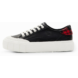 Sneakersy platforma tartanowa krata