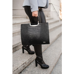 Aktówka damska ze skóry naturalnej SHE t471 czarny