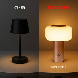 Briloner Lampa stołowa LED z akumulatorem Juna, brązowa,