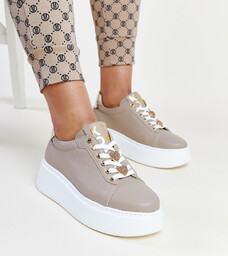 Ciemnobeżowe skórzane sneakersy Karino-38