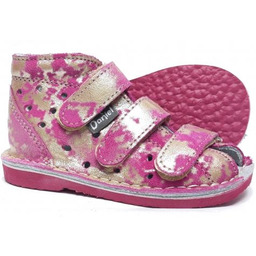 Kapcie Daniel sandałki profilaktyczne dziecięce fuksja złote łaty