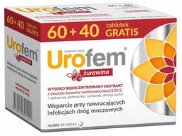 Urofem Żurawina, 60 tabletek + 40 tabletek gratis