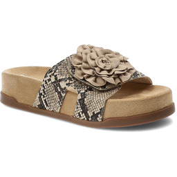 Rieker Klapki damskie, cholewka ze skóry ekologicznej