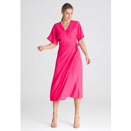 Kimonowa SUKIENKA z rękawami kimono Różowy S/M