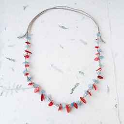 Pakamera Akwamaryn Naszyjnik lniany