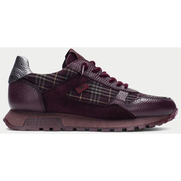 Hiszpańskie sneakersy z elegancką kratą HISPANITAS SHI265095 BORDOWE