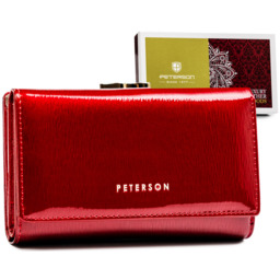 Portfel damski skórzany PETERSON PTN 42108-SH RED czerwony