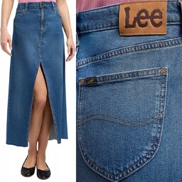 Lee MAXI SKIRT Waterfall DŁUGA JEANSOWA SPÓDNICA ROZCIĘCIE