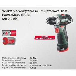 METABO WIERTARKO-WKRĘTARKA 12V 38Nm 2x2,0Ah BS BL 12