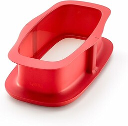 Lékué Duo, prostokątna tortownica, ceramika i silikon, czerwona,