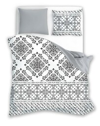 Faro Pościel bawełniana 160x200 Ornamenty biała czarna szara
