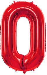 Balon foliowy cyfra 0 czerwona - 86 cm