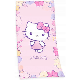Ręcznik Bawełniana Hello Kitty 75x150 Różowy Kąpielowy Kotek