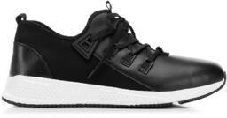 Męskie sneakersy ze skóry i tkaniny czarne