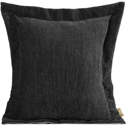 Poszewka szenilowa czarna z ozdobną kantą JA179-03