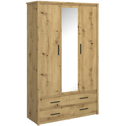 Edinos N Trzydrzwiowa szafa z lustrem dąb artisan