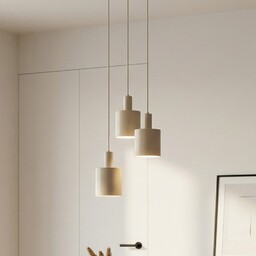 Lampa Wisząca Lindby, Ovelia, ściemnialny, beżowy, jadalnia, metal,