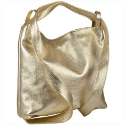 Torebko plecak duży XL ze skóry naturalnej złoty