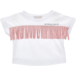 Monnalisa - T-shirt Frange Bia/rosa 11C604 3206