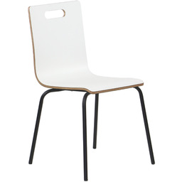 Stacjonarne krzesło konferencyjne, laminowane, stelaż czarny, kubełek biały,