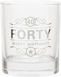 Maturi 40th Birthday Spirit Glass ''Forty Happy Birthday!'',