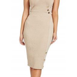 Guess Beżowa Ołówkowa Spódnica z Wysokim Stanem