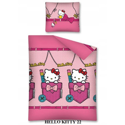 pościel flanelowa bawełniana 140x200 Hello Kitty ciepła różowa