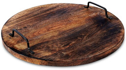 Taca do serwowania drewniana z uchwytami 39 cm
