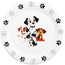 Talerzyki papierowe Pieski - 18 cm - 6