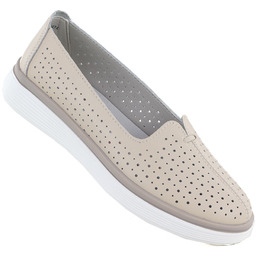 Skórzane półbuty damskie slip on ażurowe komfortowe Evento
