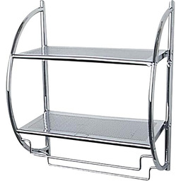 WENKO Stojak ścienny Chrome-2 półki, 2 elastyczne wieszaki