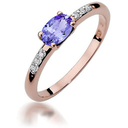Złoty pierścionek Tanzanit 0,40ct różowe złoto pr. 585