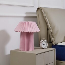 Lampa stołowa Lindby Magali, różowy, papier, Ø 34