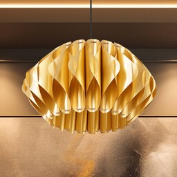Luminex Żyrandol Serenity z plastikowym kloszem, złoty