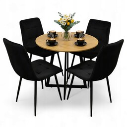 Stół Okrągły Skandynawski Loft 80 CM 4 Krzesła