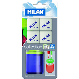 Blister sacapuntas Collection School + 4 gomas de