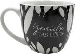 Dekohelden24 Maxi-XXL porcelanowy kubek do kawy/filiżanka, czarno-biały, motyw: