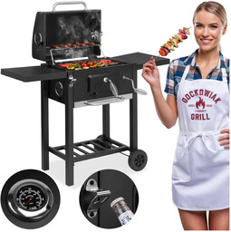 Grill Węglowy Ogrodowy Z Pokrywą Popielnik Termometr Regulacja