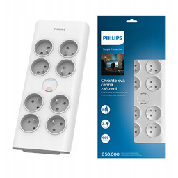 Przedłużacz sieciowy Philips listwa zasilająca 8 gniazd 2M