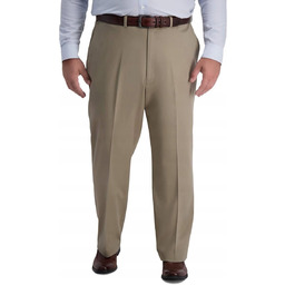 HAGGAR ELEGANCKIE SPODNIE CHINOS BEŻOWE PROSTE W KANT