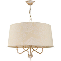 LAMPA WISZĄCA kremowy abażur złote wykończenie styl klasyczny