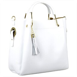 VEZZE torebka shopper kuferek skóra naturalna biała