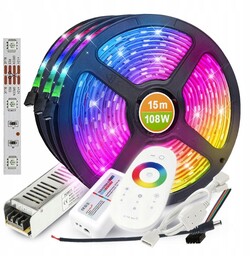 Zestaw Taśma Led Rgb multi 15m Pilot Zasilacz