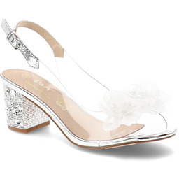 S.Barski Sandały damskie, transparentny pasek ozdobny kwiat regulowany