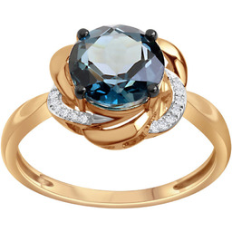 Złoty pierścionek z Topazem London Blue Verona (rozmiar
