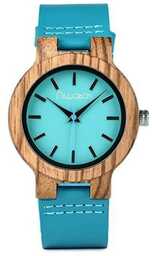 Zegarek drewniany Niwatch BASIC na turkusowym pasku -