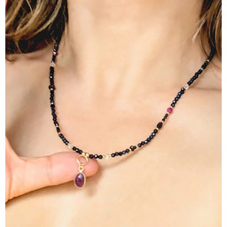 Pakamera Naszyjnik szafirowy z rubinem