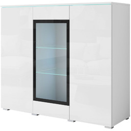 Komoda z witryną LED Vera biały połysk 120